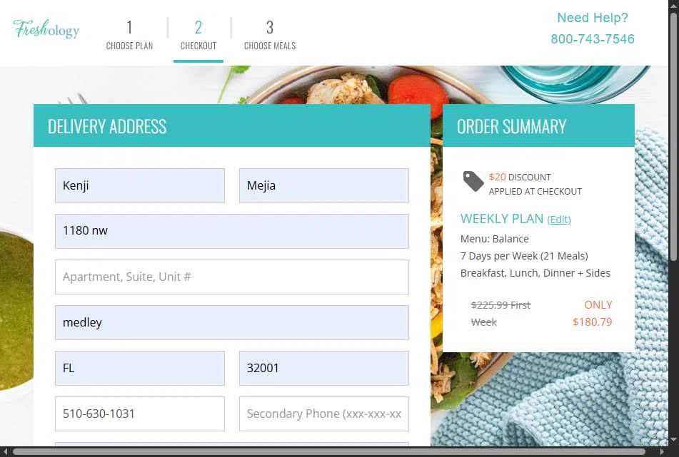 Freshology checkout page showing Freshology coupon code box | Screenshot taken by SimplyCodes community member on Nov 15, 2025