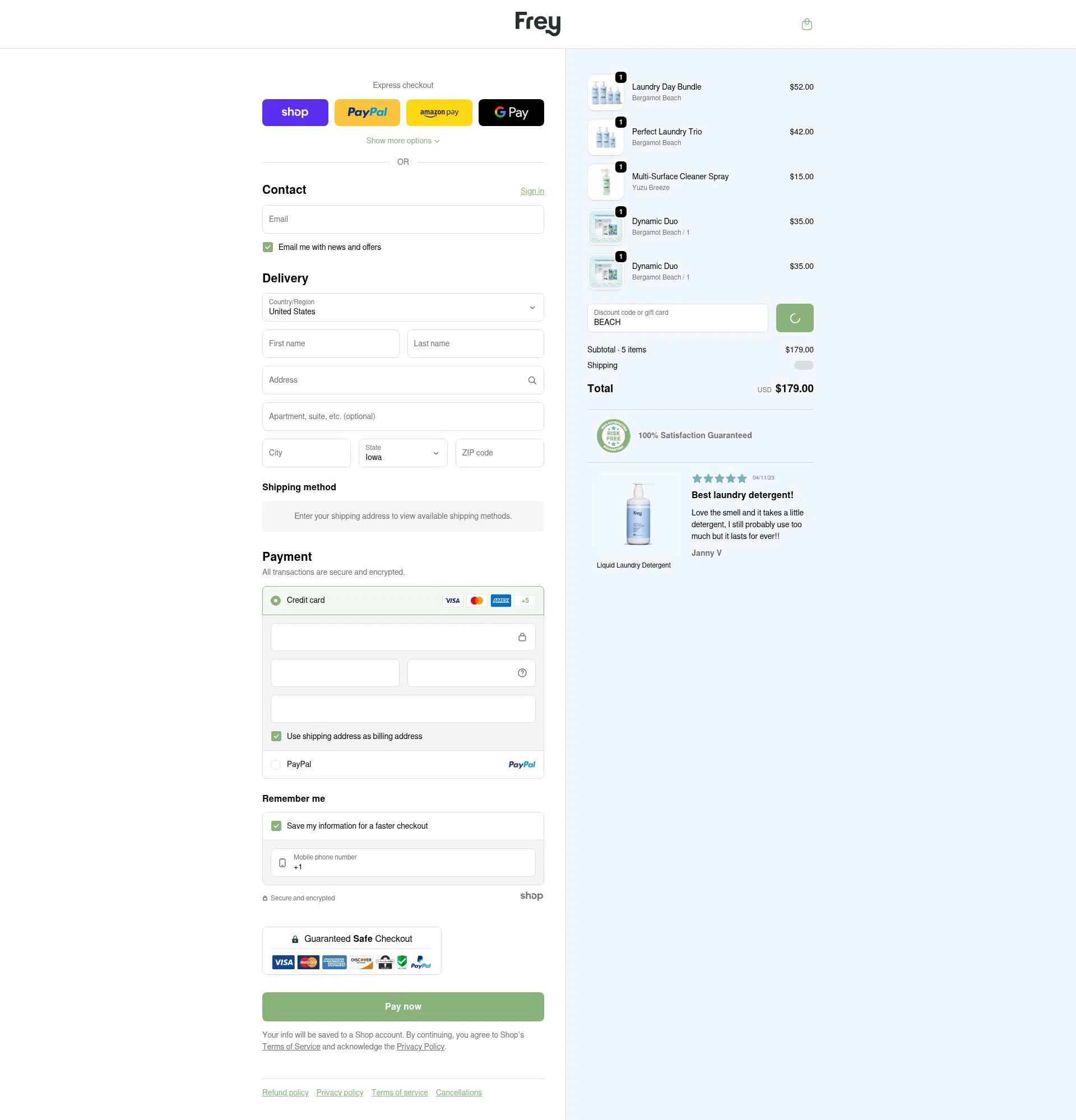 Frey checkout page showing Frey discount code box | Screenshot taken by SimplyCodes community member on Jan 27, 2026