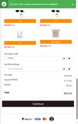 FREYARA coupon verification screenshot