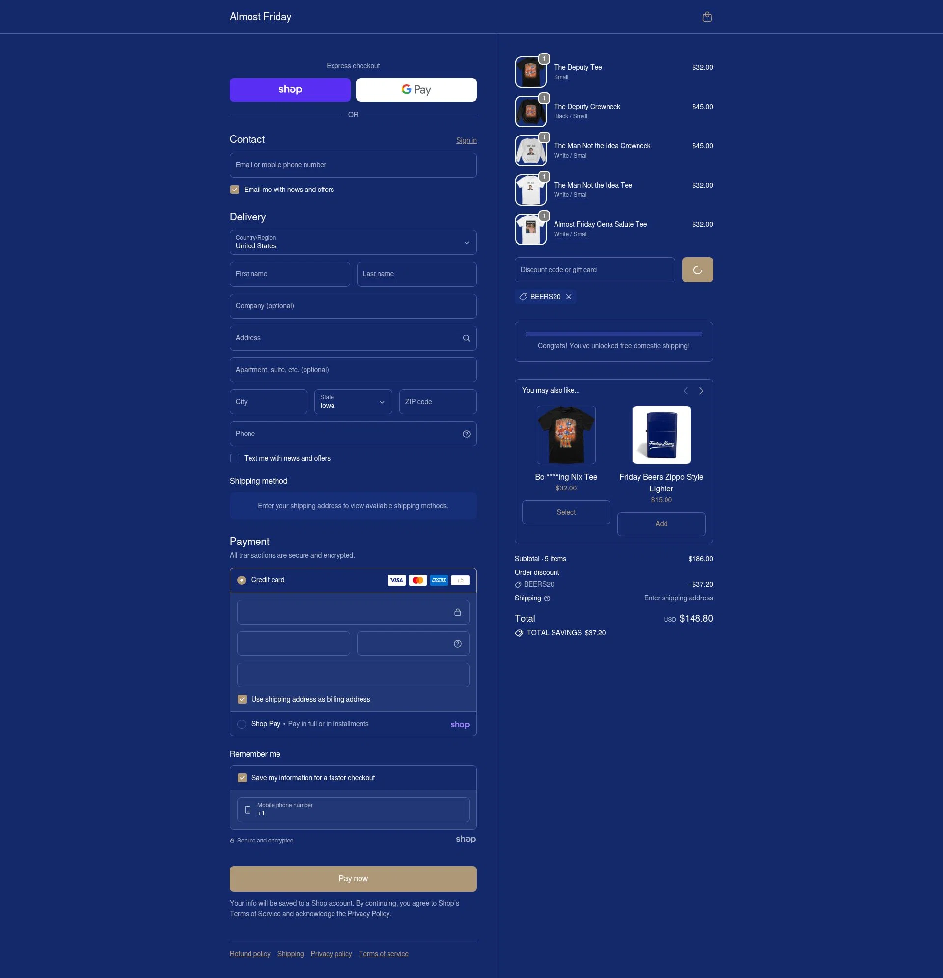 Friday Beers checkout page showing Friday Beers discount code box | Screenshot taken by SimplyCodes community member on Jan 26, 2026