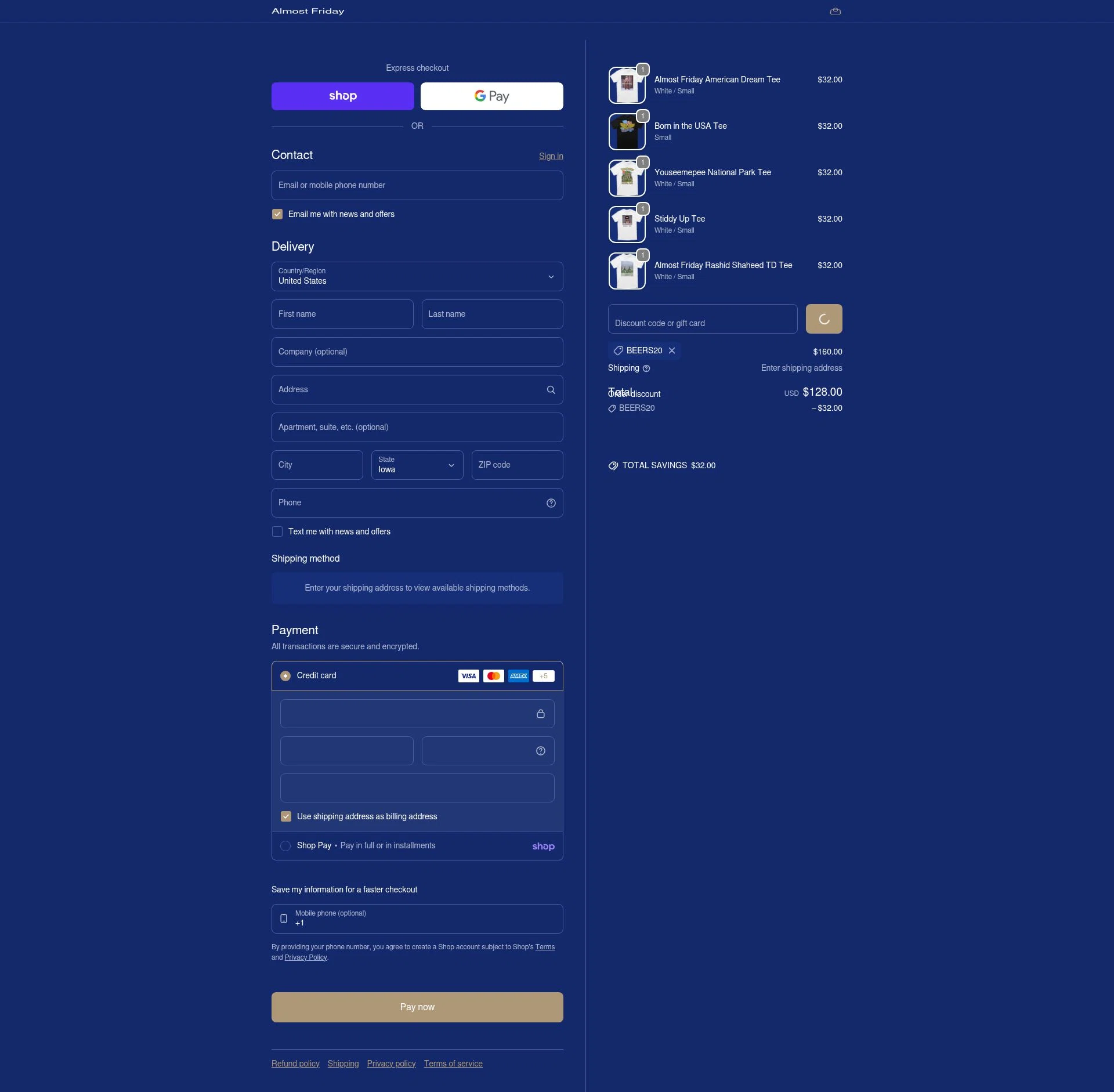 Friday Beers checkout page showing Friday Beers discount code box | Screenshot taken by SimplyCodes community member on Feb 4, 2026