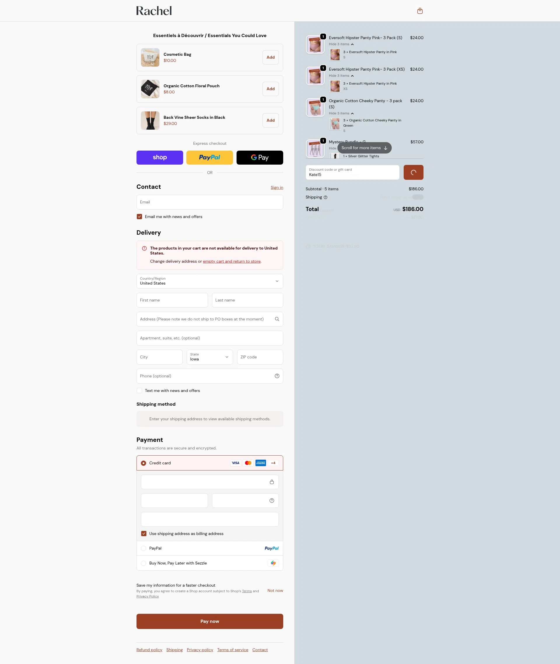 From Rachel checkout page showing From Rachel promo code box | Screenshot taken by SimplyCodes community member on Feb 17, 2026