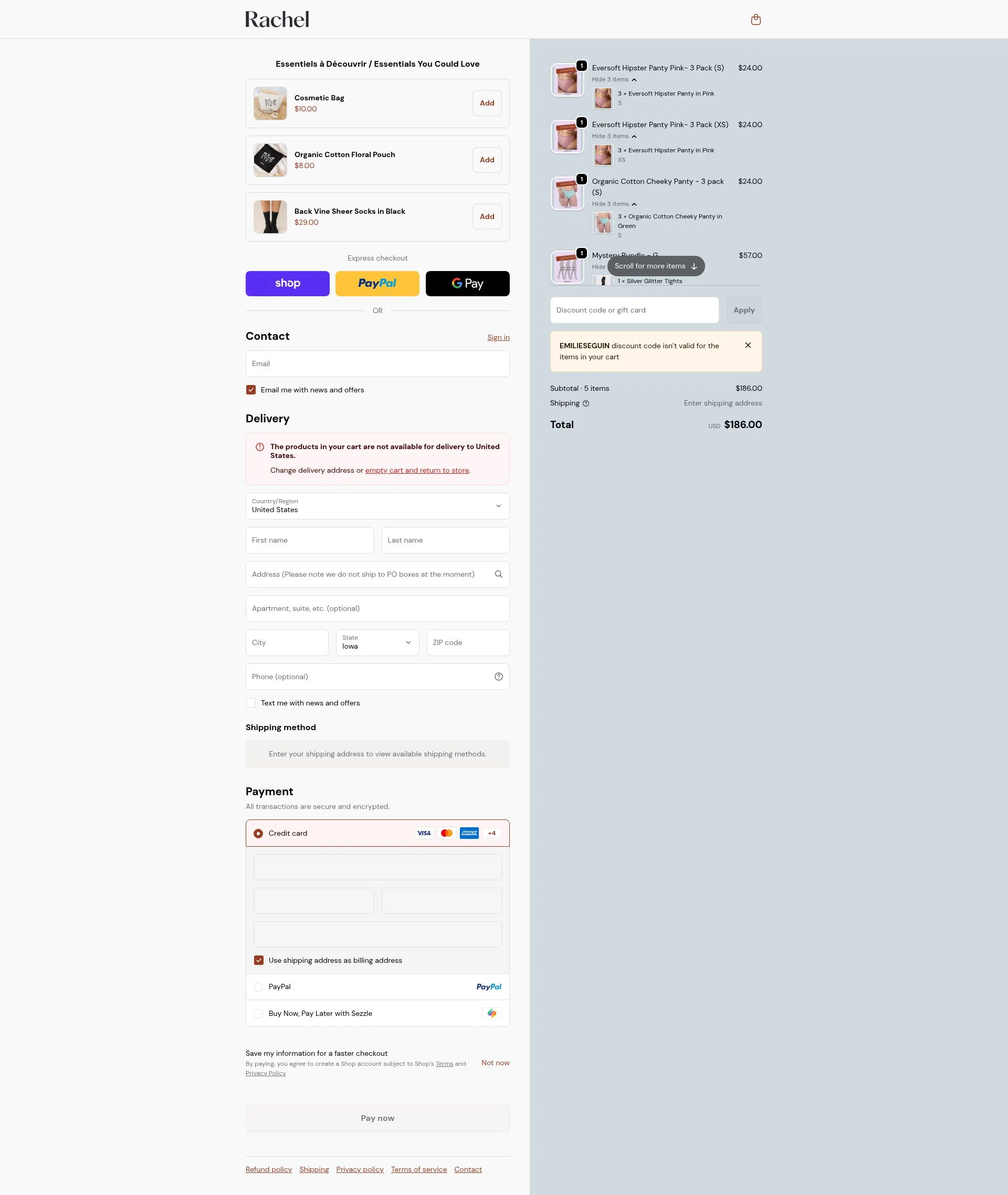 From Rachel checkout page showing From Rachel promo code box | Screenshot taken by SimplyCodes community member on Feb 17, 2026