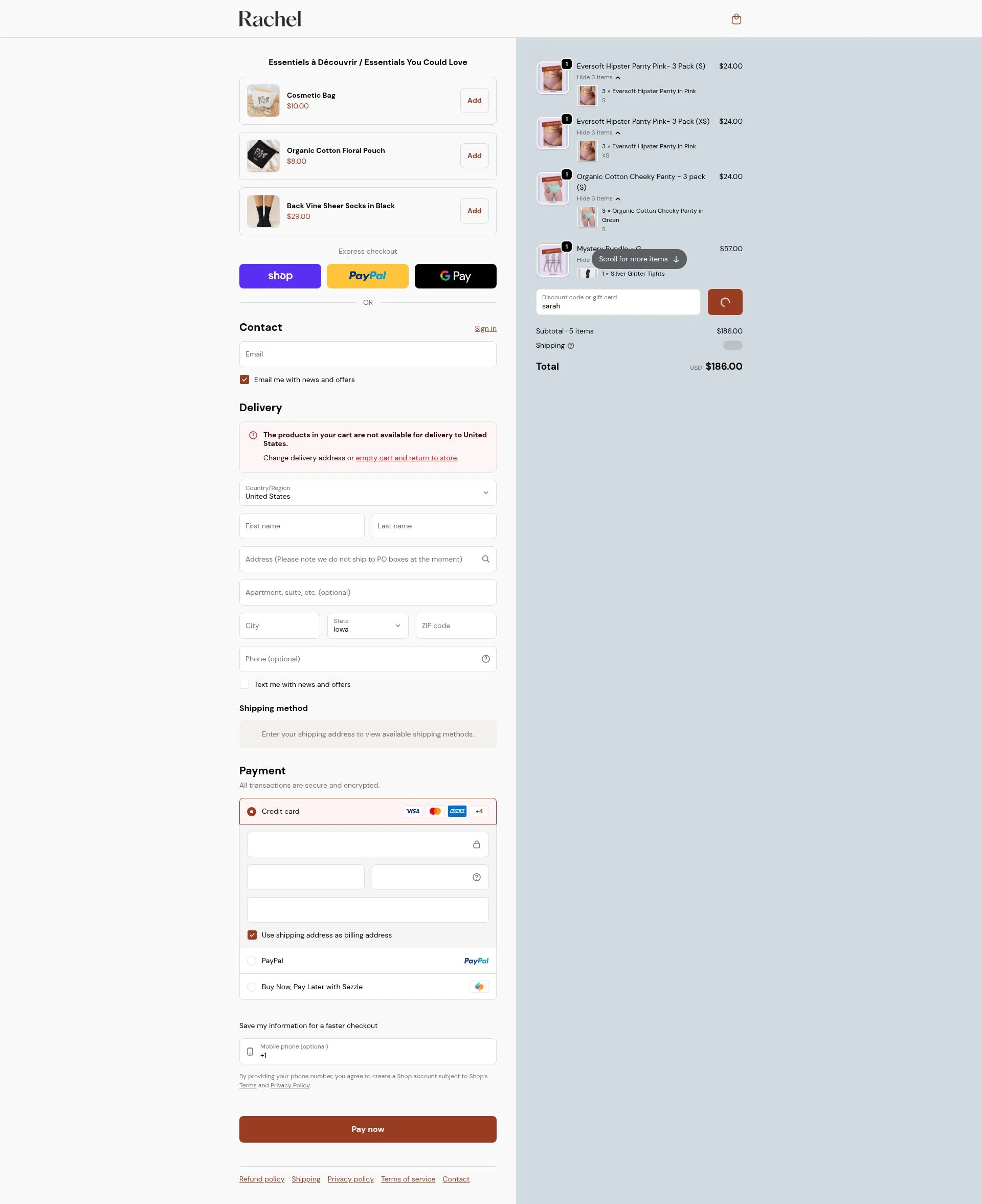 From Rachel checkout page showing From Rachel promo code box | Screenshot taken by SimplyCodes community member on Feb 13, 2026