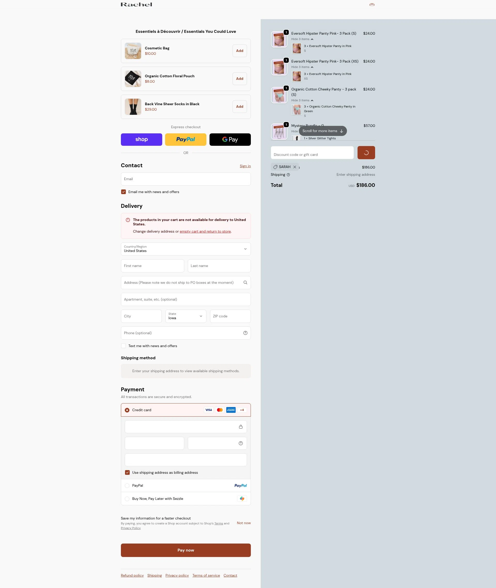 From Rachel checkout page showing From Rachel promo code box | Screenshot taken by SimplyCodes community member on Feb 17, 2026