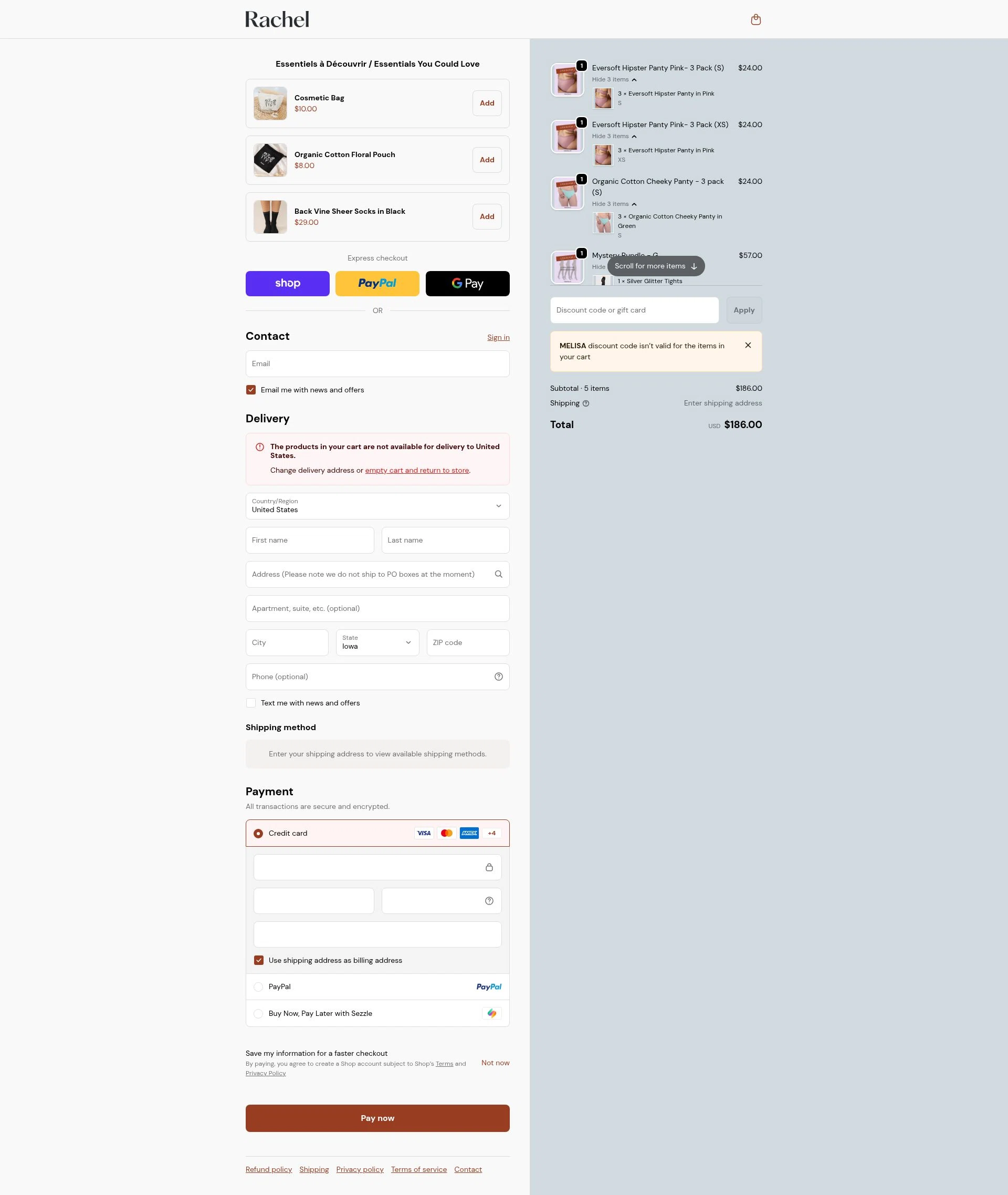 From Rachel checkout page showing From Rachel promo code box | Screenshot taken by SimplyCodes community member on Feb 17, 2026