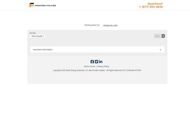 Frontier Utilities checkout page showing Frontier Utilities promo code box | Screenshot taken by SimplyCodes community member on Sep 7, 2025