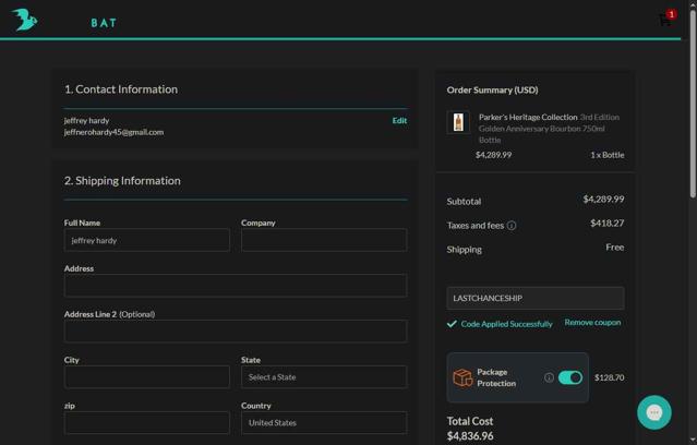 Frootbat checkout page showing Frootbat discount code box | Screenshot taken by SimplyCodes community member on Sep 13, 2025