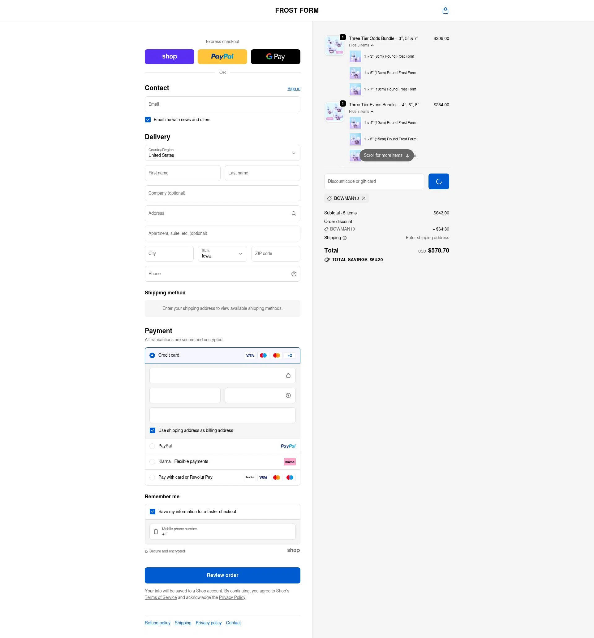 Frost Form checkout page showing Frost Form coupon code box | Screenshot taken by SimplyCodes community member on Jan 23, 2026