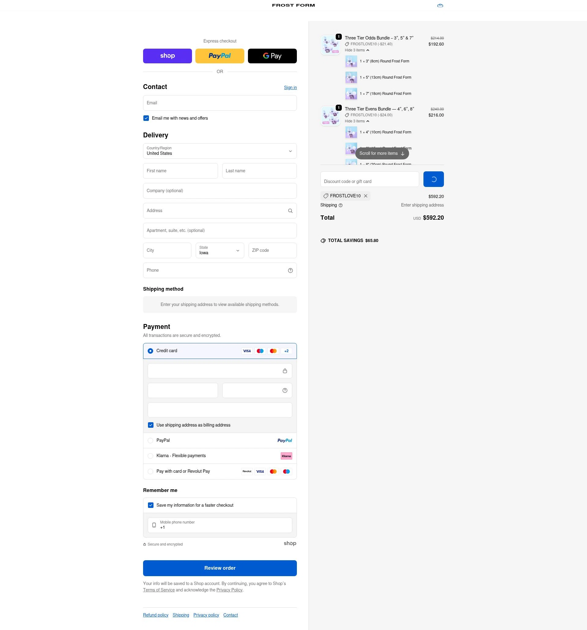 Frost Form checkout page showing Frost Form coupon code box | Screenshot taken by SimplyCodes community member on Jan 28, 2026