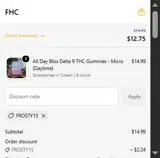 Frosty Hemp Co. coupon verification screenshot