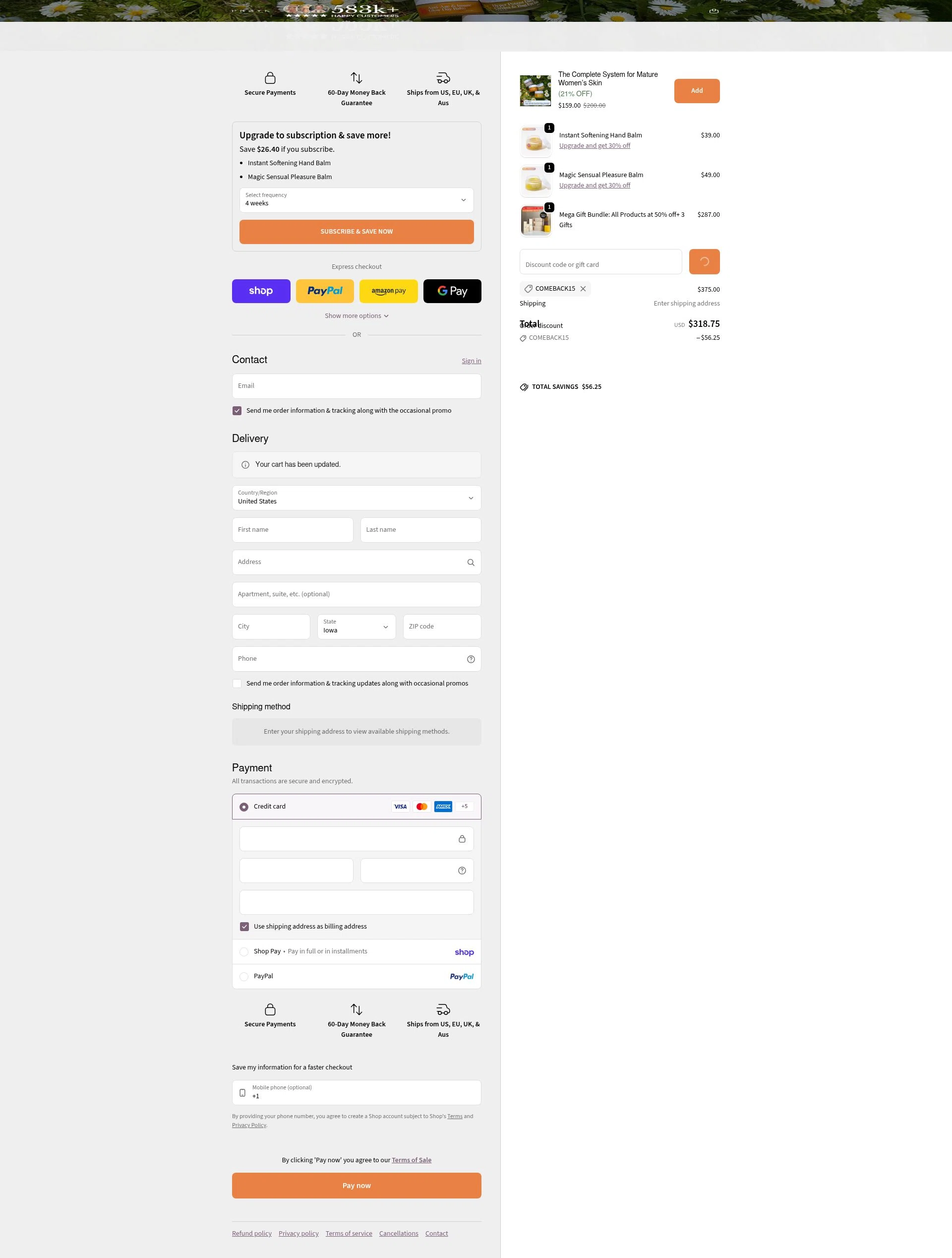 Frøya Organics checkout page showing Frøya Organics promo code box | Screenshot taken by SimplyCodes community member on Feb 14, 2026