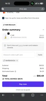 BARBARASIA coupon verification screenshot