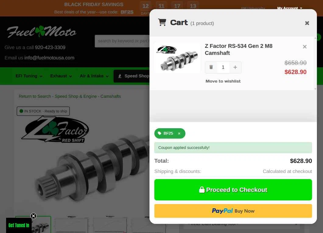 Fuel Moto checkout page showing Fuel Moto promo code box | Screenshot taken by SimplyCodes community member on Nov 26, 2025