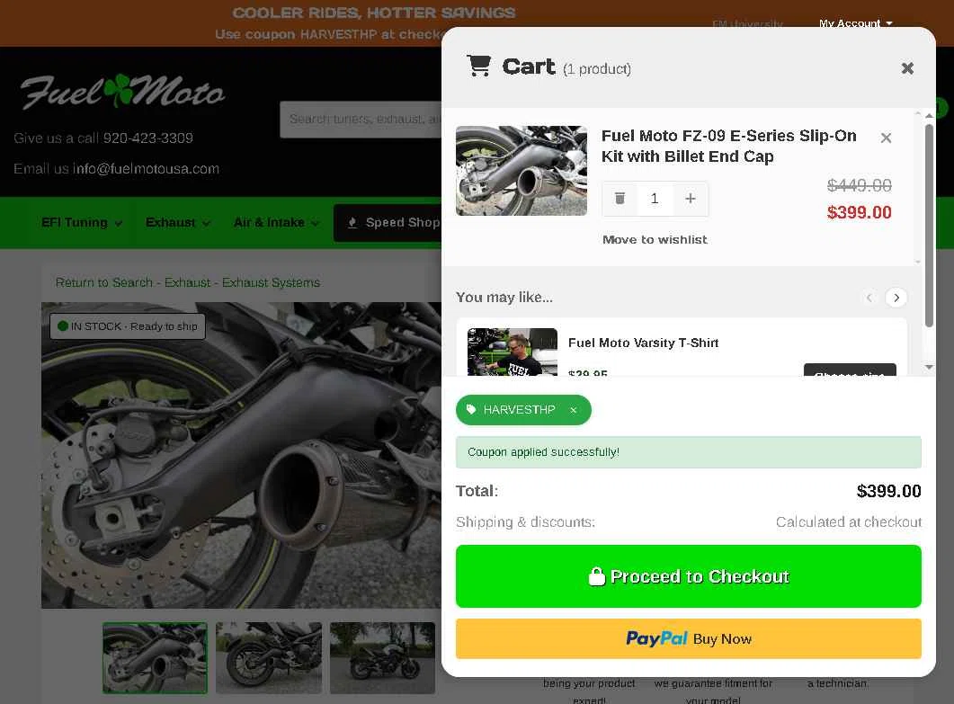 Fuel Moto checkout page showing Fuel Moto promo code box | Screenshot taken by SimplyCodes community member on Oct 29, 2025
