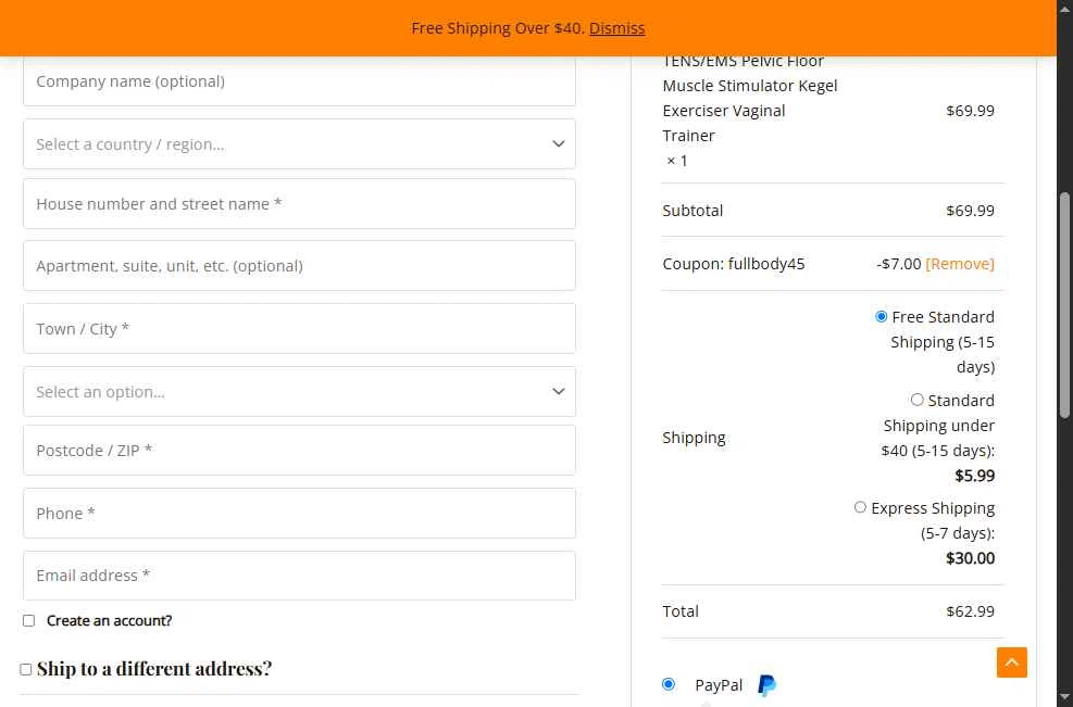 FullBodyRelax checkout page showing FullBodyRelax promo code box | Screenshot taken by SimplyCodes community member on May 15, 2025
