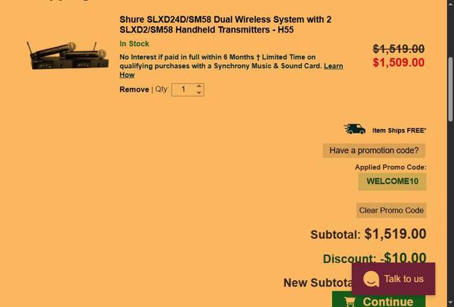 Full Compass Systems checkout page showing Full Compass Systems promo code box | Screenshot taken by SimplyCodes community member on Jul 17, 2025