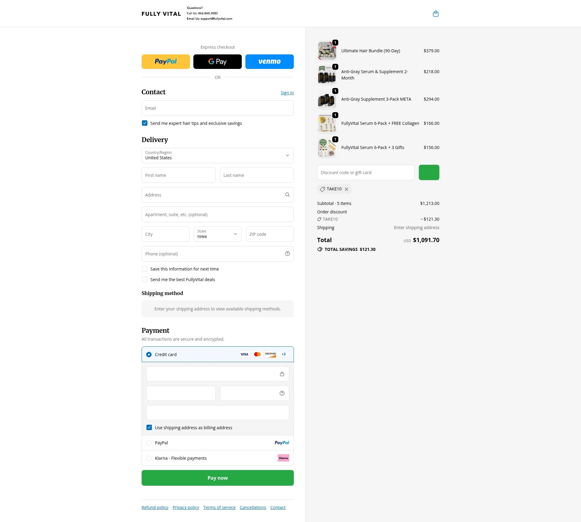 FullyVital checkout page showing FullyVital promo code box | Screenshot taken by SimplyCodes community member on Jan 8, 2026