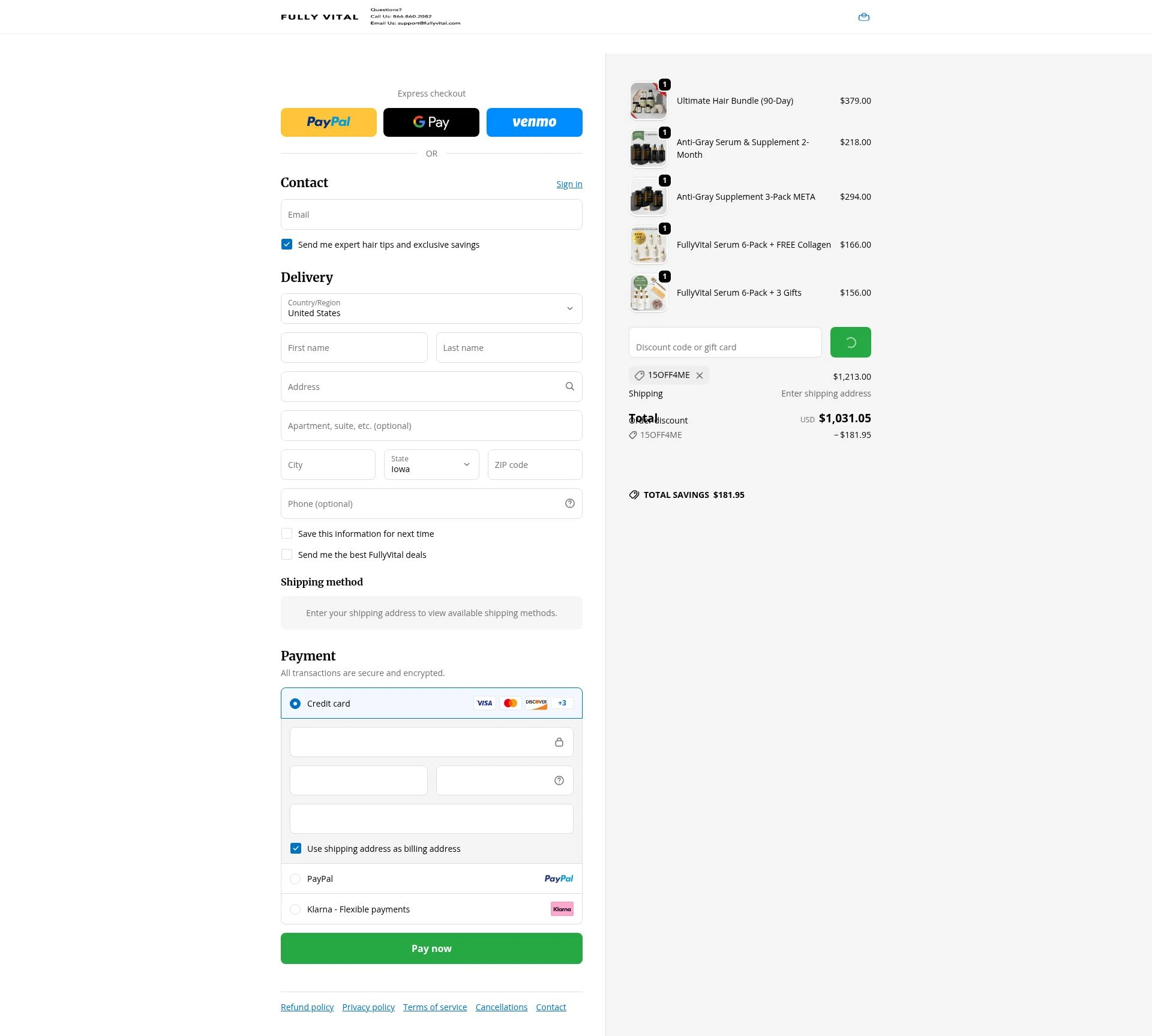 FullyVital checkout page showing FullyVital promo code box | Screenshot taken by SimplyCodes community member on Jan 8, 2026