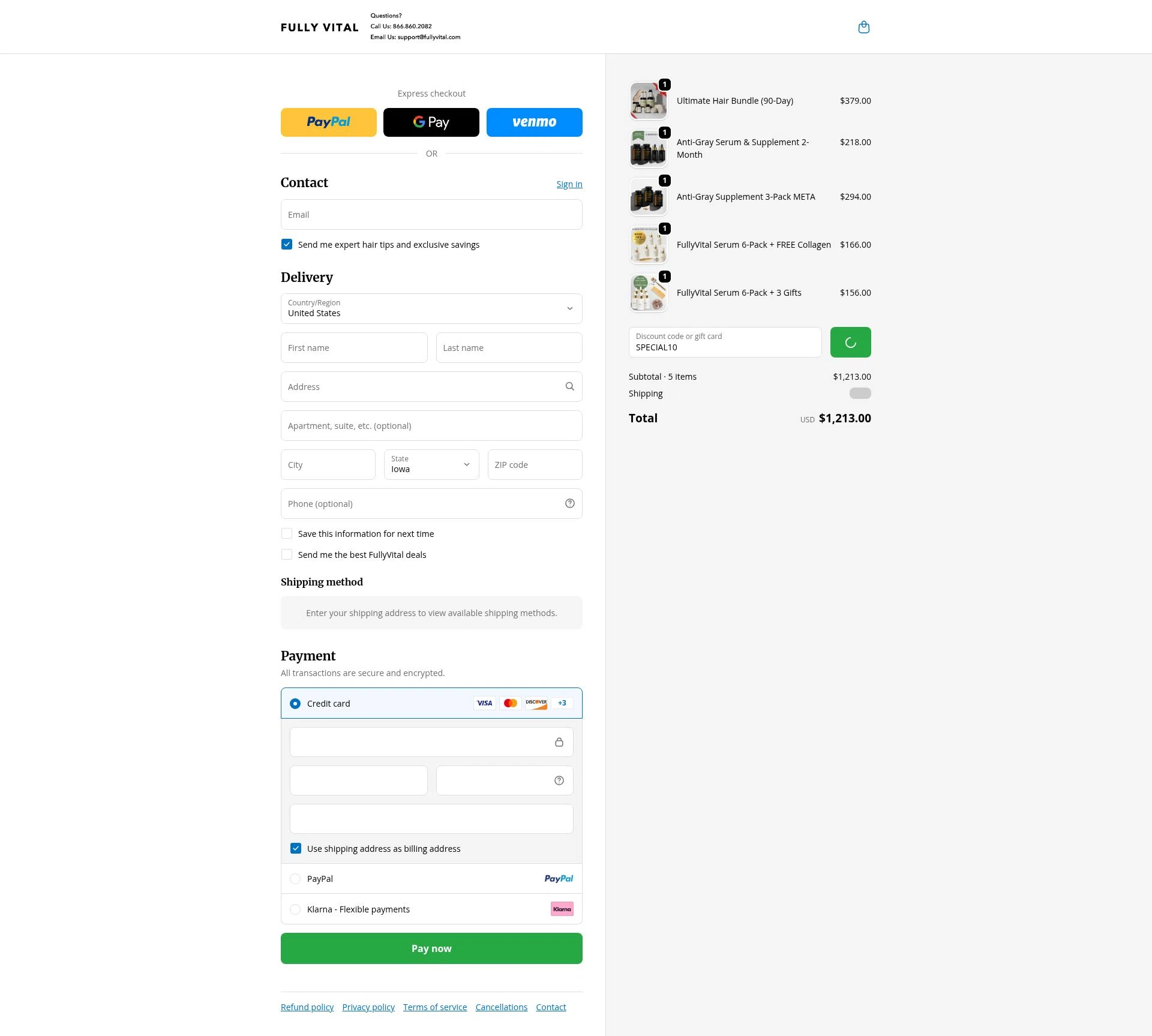 FullyVital checkout page showing FullyVital promo code box | Screenshot taken by SimplyCodes community member on Jan 8, 2026
