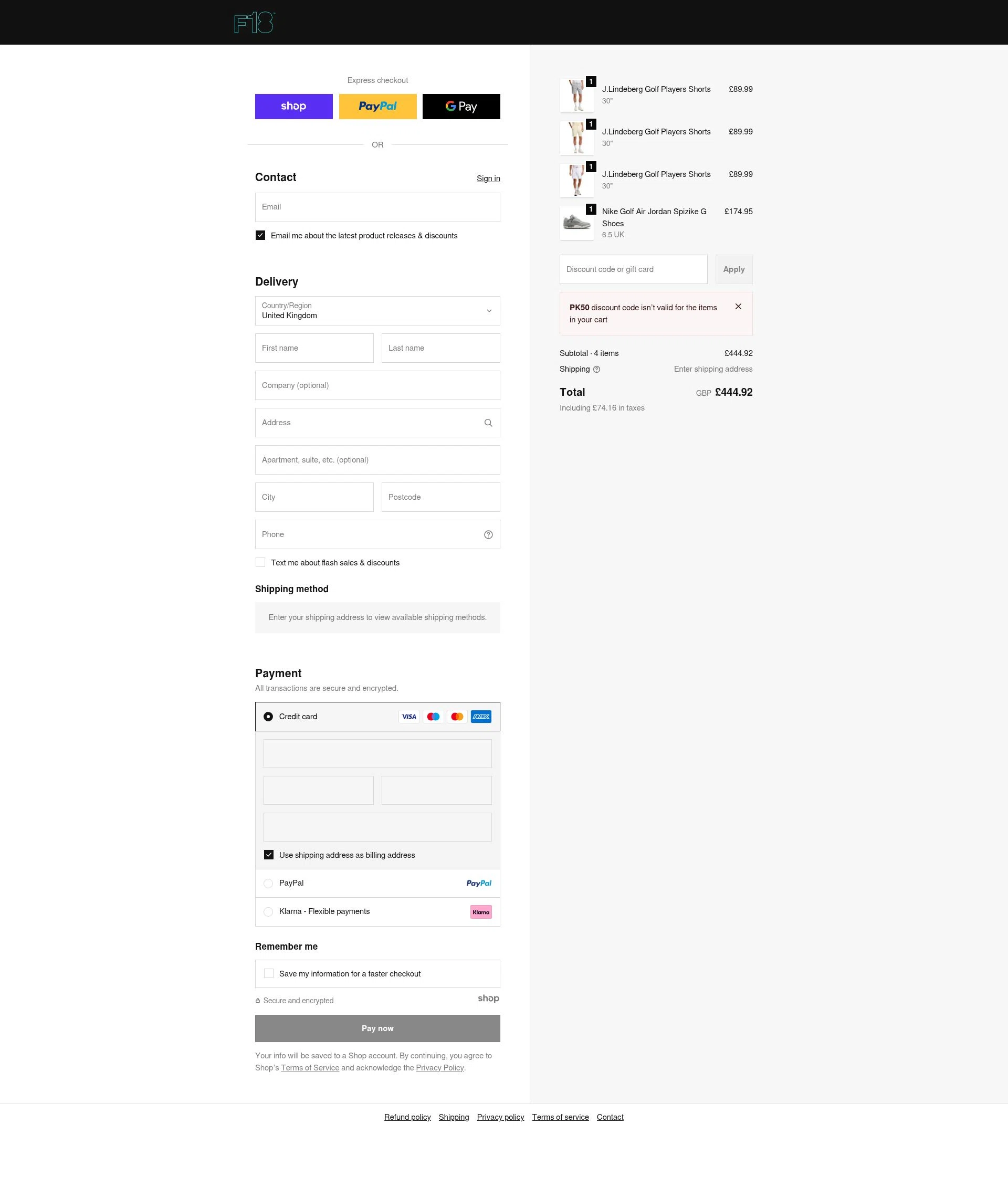 Function 18 checkout page showing Function 18 discount code box | Screenshot taken by SimplyCodes community member on Jan 8, 2026