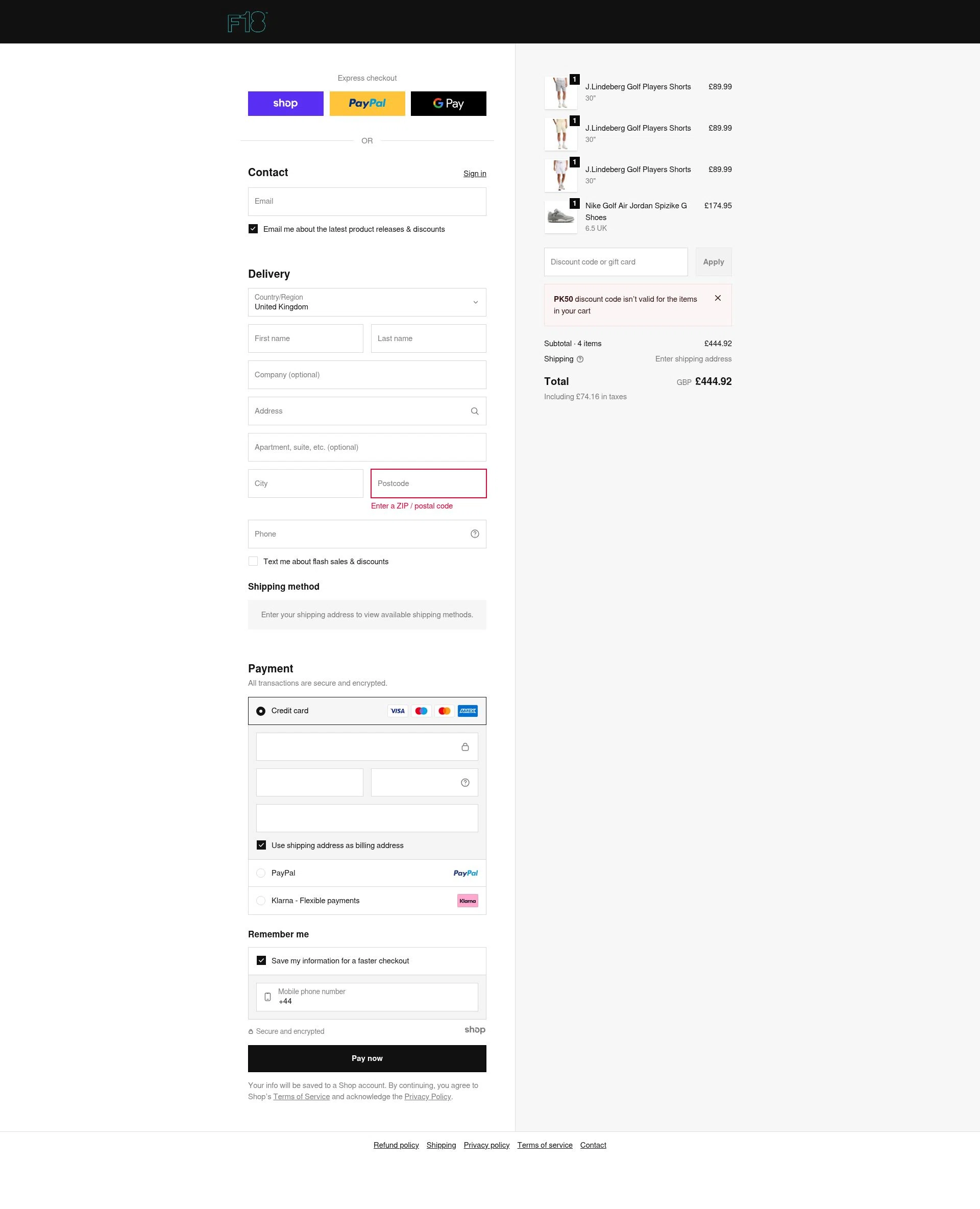 Function 18 checkout page showing Function 18 discount code box | Screenshot taken by SimplyCodes community member on Jan 3, 2026