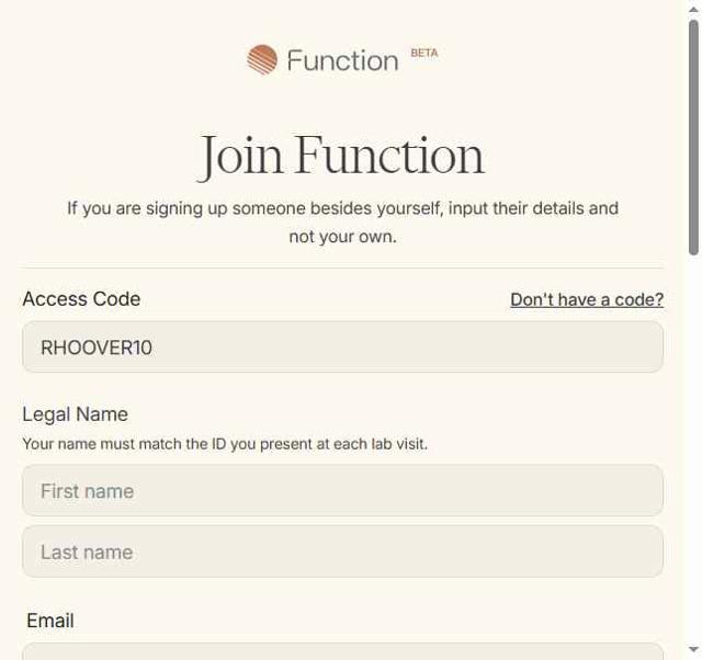 Function Health checkout page showing Function Health promo code box | Screenshot taken by SimplyCodes community member on Sep 14, 2025