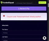 Funded Squad coupon verification screenshot