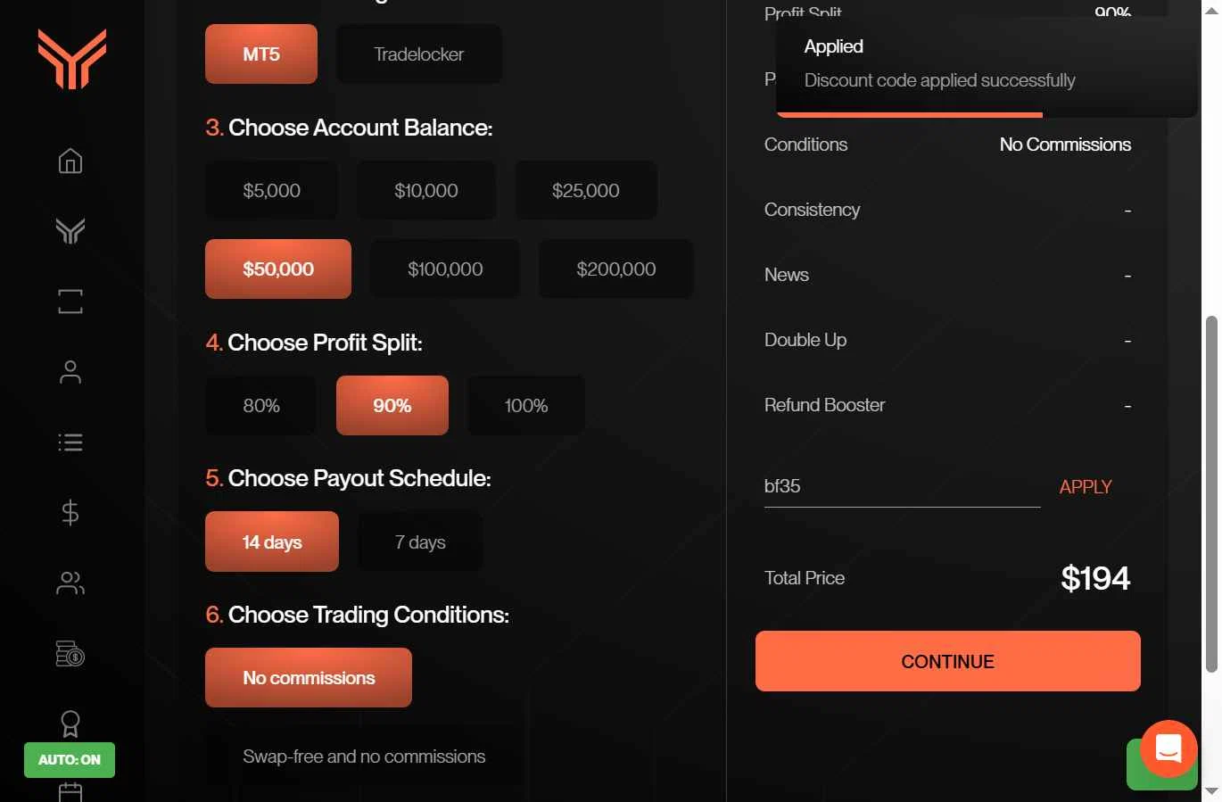 Funding Traders checkout page showing Funding Traders promo code box | Screenshot taken by SimplyCodes community member on Nov 11, 2025