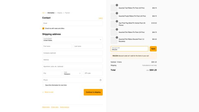 Fundraising For A Cause checkout page showing Fundraising For A Cause promo code box | Screenshot taken by SimplyCodes community member on May 27, 2025
