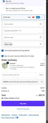SARA10 coupon verification screenshot