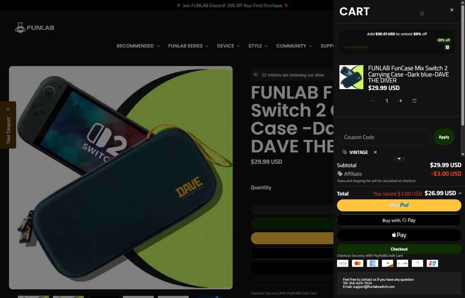 FUNLAB checkout page showing FUNLAB discount code box | Screenshot taken by SimplyCodes community member on Feb 10, 2026