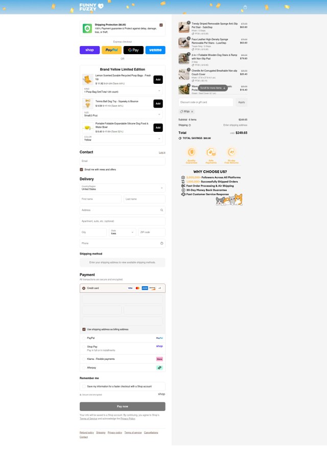 FUNNYFUZZY checkout page showing FUNNYFUZZY discount code box | Screenshot taken by SimplyCodes community member on Sep 2, 2025