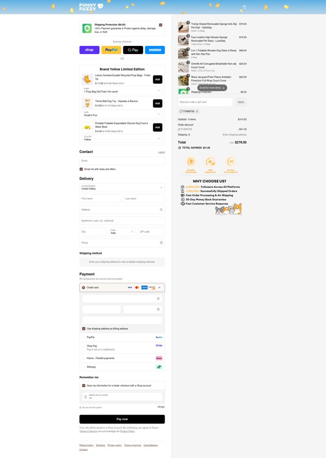 FUNNYFUZZY checkout page showing FUNNYFUZZY discount code box | Screenshot taken by SimplyCodes community member on Sep 2, 2025