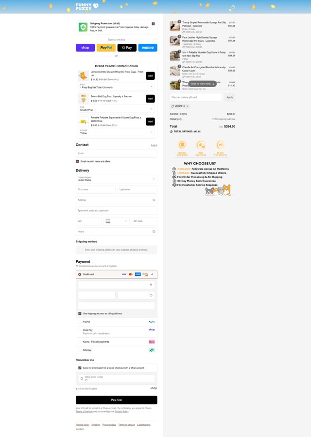 FUNNYFUZZY checkout page showing FUNNYFUZZY discount code box | Screenshot taken by SimplyCodes community member on Sep 2, 2025