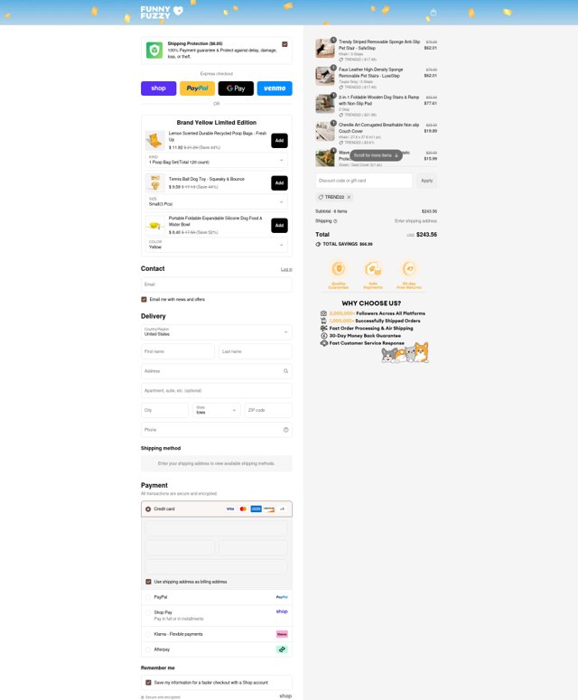 FUNNYFUZZY checkout page showing FUNNYFUZZY discount code box | Screenshot taken by SimplyCodes community member on Sep 2, 2025