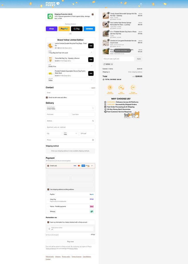 FUNNYFUZZY checkout page showing FUNNYFUZZY discount code box | Screenshot taken by SimplyCodes community member on Sep 2, 2025