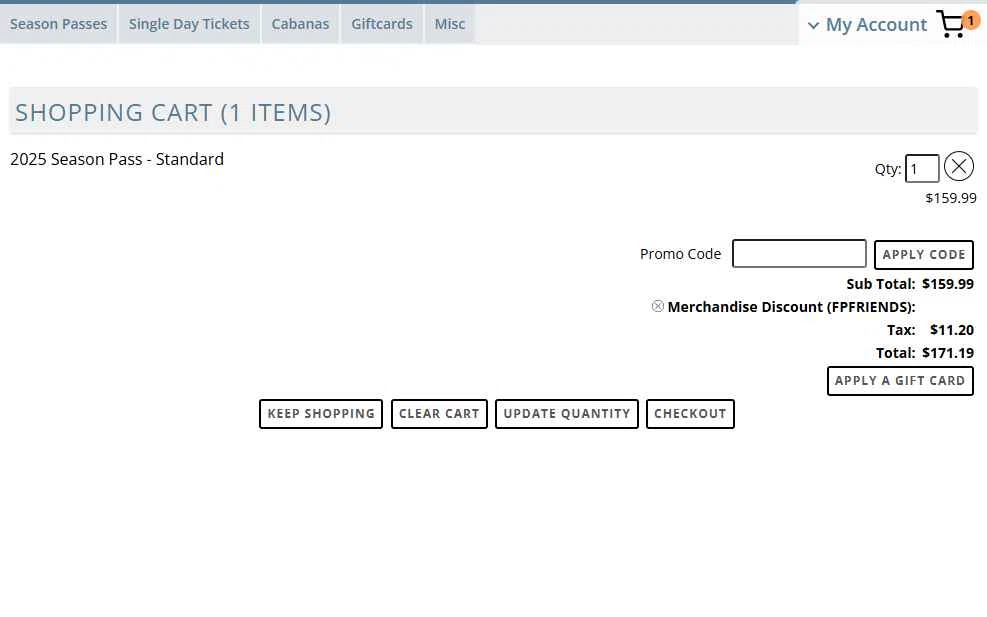 Fun-Plex checkout page showing Fun-Plex coupon code box | Screenshot taken by SimplyCodes community member on Aug 9, 2025