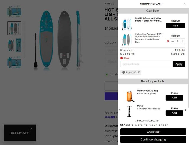 Funwater checkout page showing Funwater discount code box | Screenshot taken by SimplyCodes community member on Sep 7, 2025
