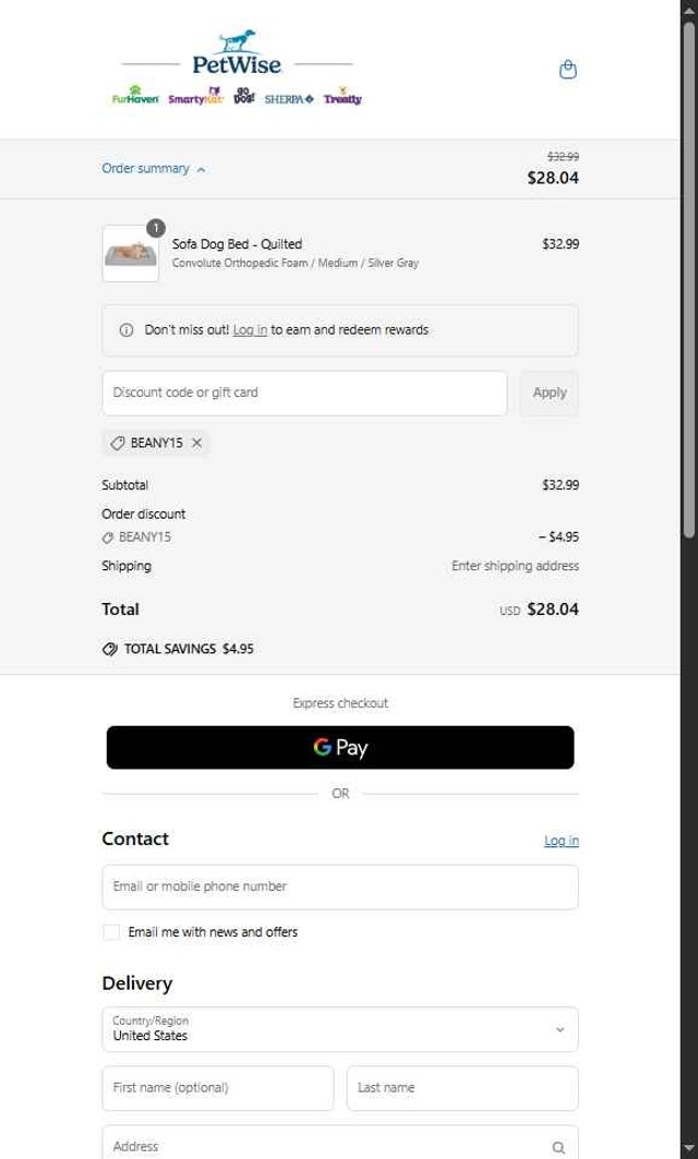 FurHaven Pet Products checkout page showing FurHaven Pet Products promo code box | Screenshot taken by SimplyCodes community member on May 6, 2025