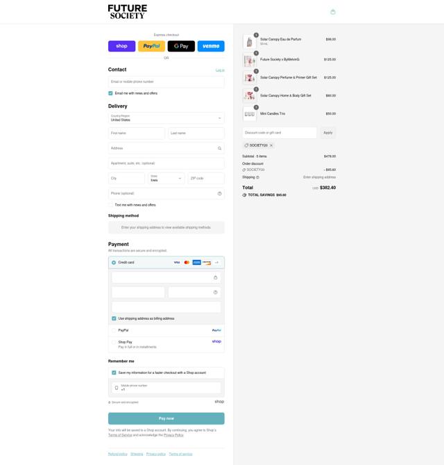 Future Society checkout page showing Future Society discount code box | Screenshot taken by SimplyCodes community member on Sep 8, 2025