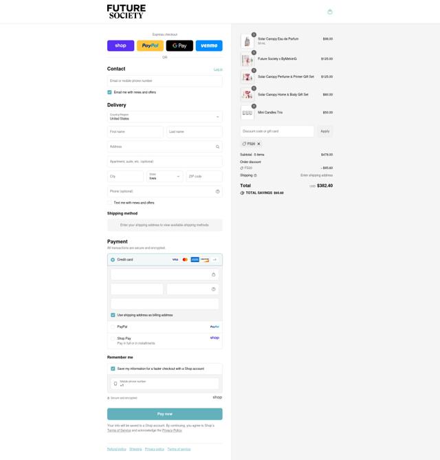 Future Society checkout page showing Future Society discount code box | Screenshot taken by SimplyCodes community member on Sep 8, 2025