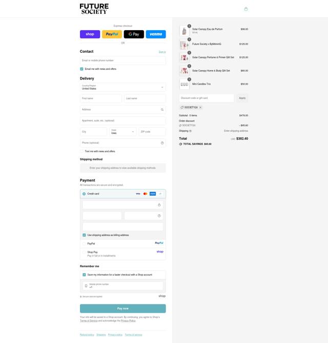 Future Society checkout page showing Future Society discount code box | Screenshot taken by SimplyCodes community member on Sep 12, 2025