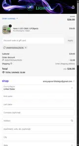 Futuristic Lights coupon verification screenshot