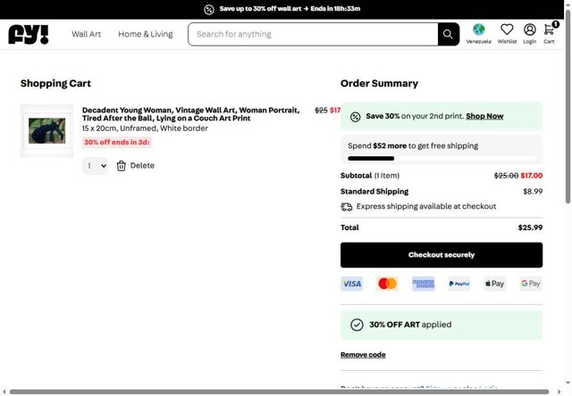 Fy checkout page showing Fy discount code box | Screenshot taken by SimplyCodes community member on Jul 19, 2025