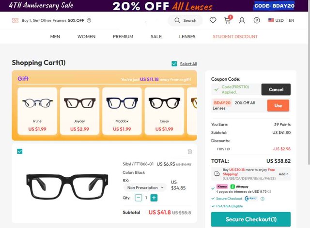 Fytoo checkout page showing Fytoo coupon code box | Screenshot taken by SimplyCodes community member on Sep 1, 2025