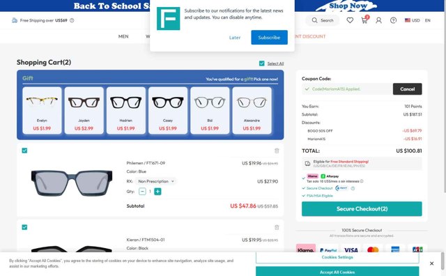 Fytoo checkout page showing Fytoo coupon code box | Screenshot taken by SimplyCodes community member on Aug 31, 2025