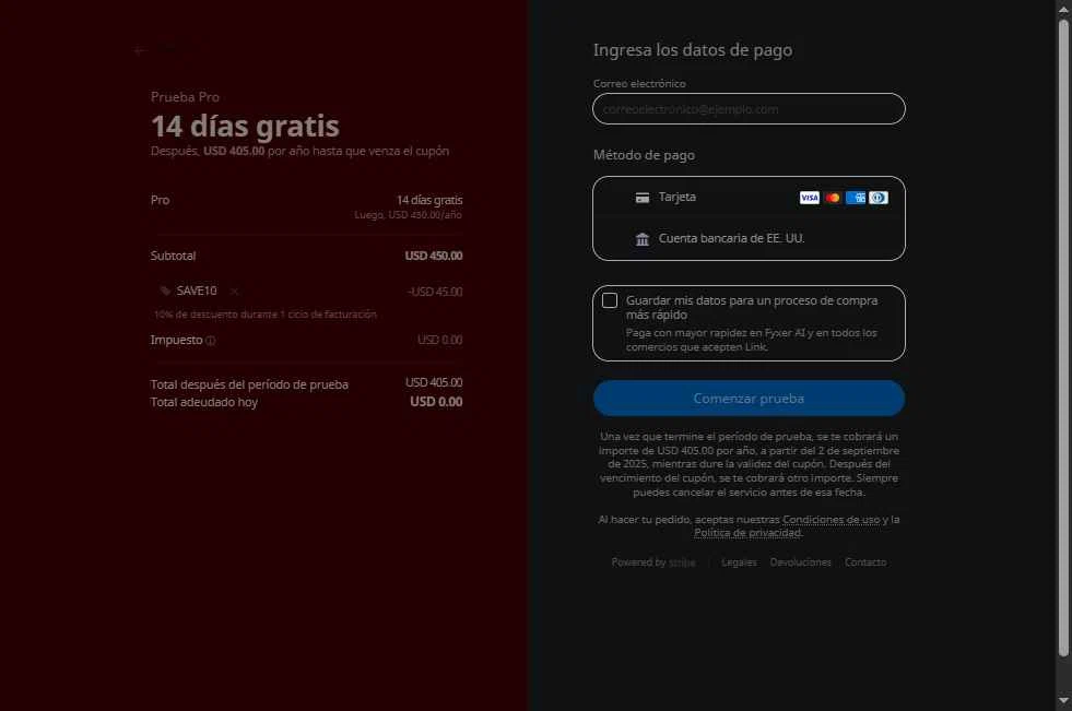 Fyxer.ai checkout page showing Fyxer.ai promo code box | Screenshot taken by SimplyCodes community member on Aug 19, 2025