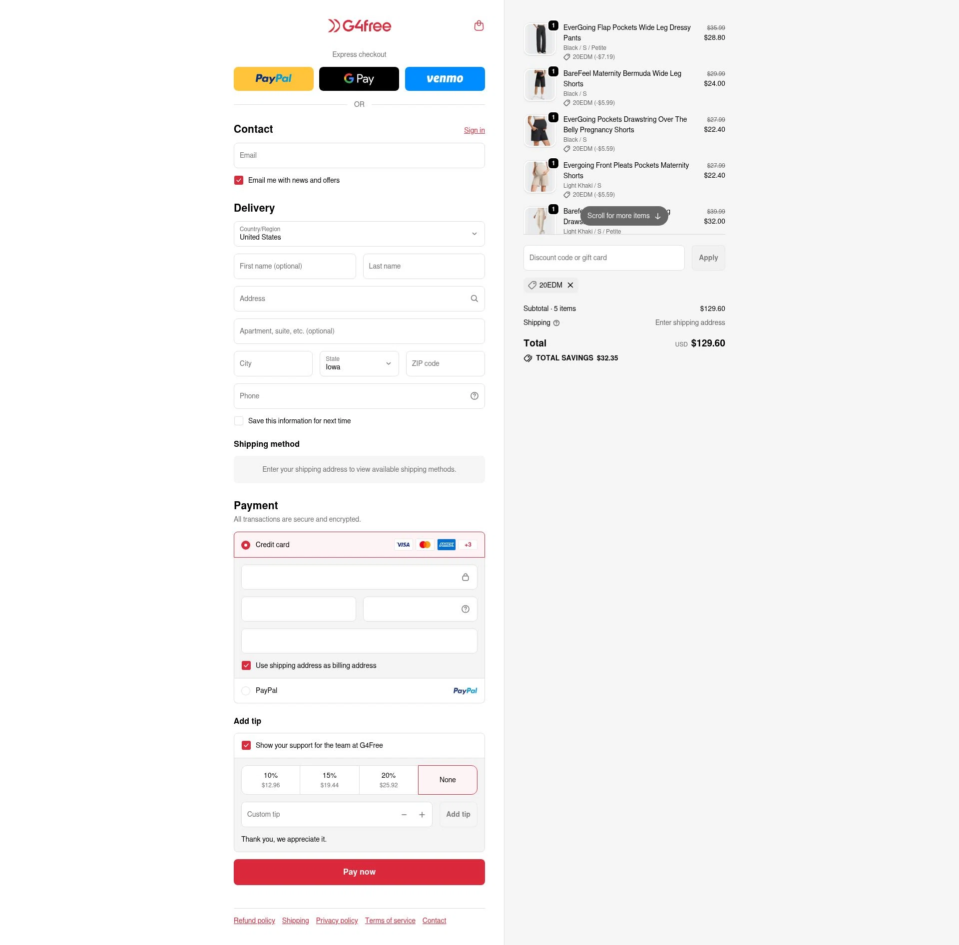 G4Free checkout page showing G4Free promo code box | Screenshot taken by SimplyCodes community member on Jan 4, 2026