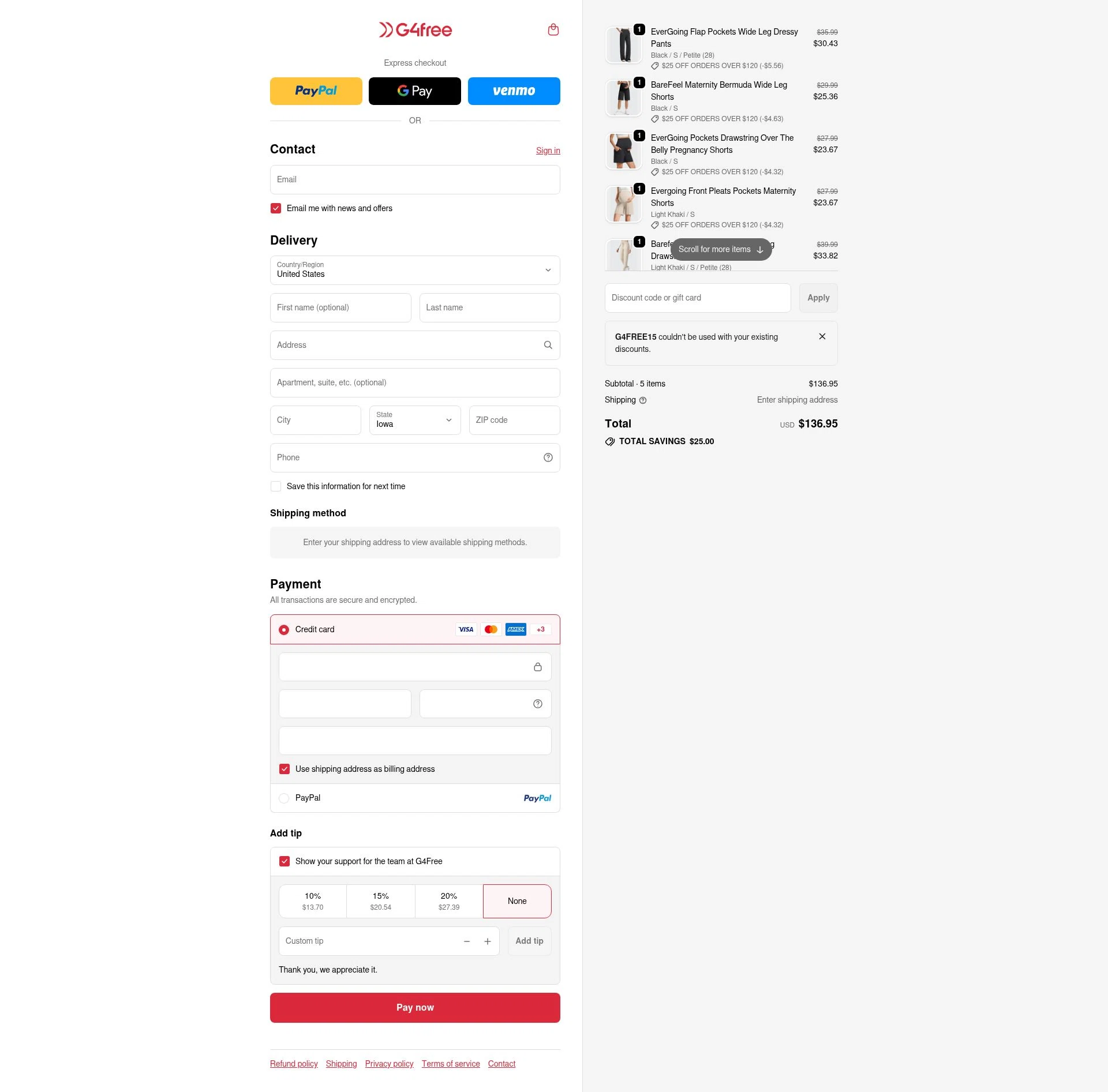 G4Free checkout page showing G4Free promo code box | Screenshot taken by SimplyCodes community member on Jan 9, 2026